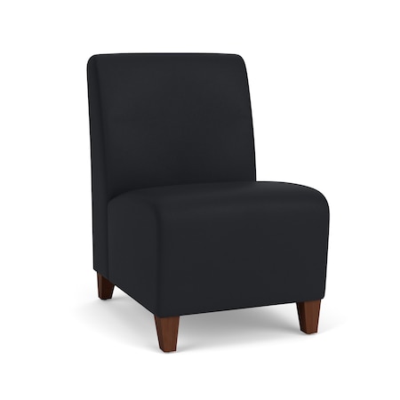 Lesro Siena Lounge Reception Armless Guest Chair, Walnut, MD Black Upholstery SN1102